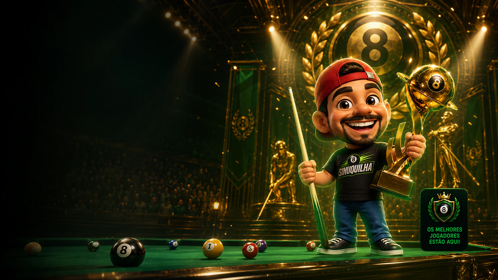 Mascote do Sinuquilha em uma arena iluminada